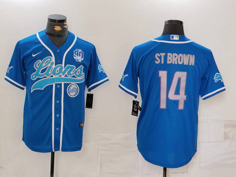 Men Detroit Lions #14 St brown Blue Second generation joint name 2024 Nike Limited NFL Jersey style 6